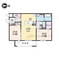 Repos 2LDKの間取図画像