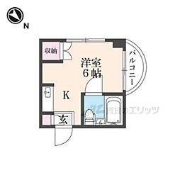 御殿山エスチュアリー・ハウス ワンルームの間取図画像