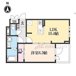 アンジュ ミニョン 1LDKの間取図画像