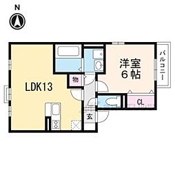 エストコリーヌ1番館 1LDKの間取図画像
