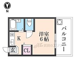 シャンテー中宮 ワンルームの間取図画像