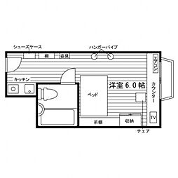 リヴェールエキキタ ワンルームの間取図画像