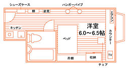 リヴェールエキキタ ワンルームの間取図画像