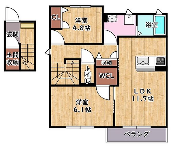 Cuore 201｜滋賀県彦根市平田町(賃貸アパート2LDK・2階・62.14㎡)の写真 その5