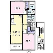 ヴィラ　アンソレイエII 201 ｜ 滋賀県愛知郡愛荘町野々目85番地1（賃貸アパート2LDK・2階・57.02㎡） その2