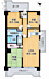 間取り：専有面積61.60m2の3LDK！LDK約9.6帖を中心に、洋室2室＋和室6帖を配置した使いやすい間取りです。