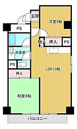 狭山ハウス1号館 2LDKの間取図画像