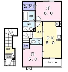 グランデール 2DKの間取図画像