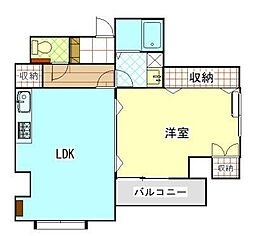 スクエア横手 1LDKの間取図画像