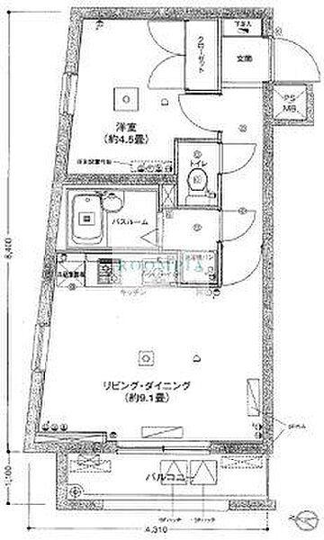 パレ・ホームズ武蔵小山II 202｜東京都品川区中延１丁目(賃貸マンション1LDK・2階・33.16㎡)の写真 その2