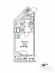 市谷仲之町ViewApartment 1Kの間取図画像