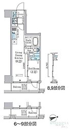 PrimeBliss東中野駅前 1LDKの間取図画像