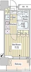 ユニゾンタワー東中野 1Kの間取図画像