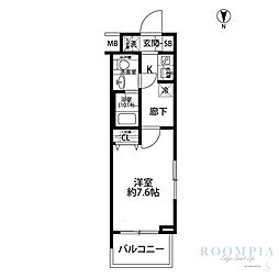 プレール・ドゥーク下北沢 1Kの間取図画像
