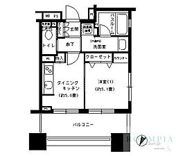 パークキューブ市ヶ谷 1DKの間取図画像