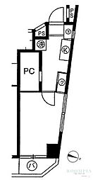 スカイコート新宿曙橋 1Kの間取図画像
