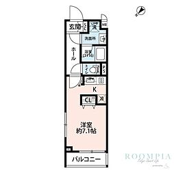 プレール・ドゥーク学芸大学2 ワンルームの間取図画像