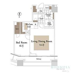 コンシェリア西新宿タワーズウエスト 1LDKの間取図画像