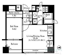 パークアクシス神楽坂ステージ 1LDKの間取図画像