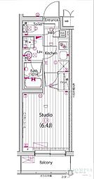 GALAHILLS武蔵小山 1Kの間取図画像