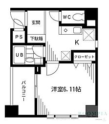 プライムアーバン千代田富士見 1Kの間取図画像