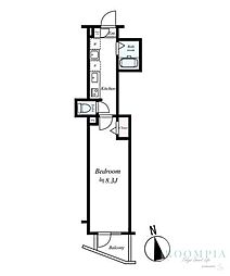 TRADIS NIPPORI.S 5階1Kの間取り
