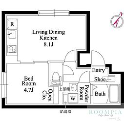 ルリアン西新宿 2階1LDKの間取り