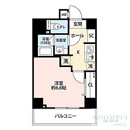 プレール・ドゥーク板橋本町3 1Kの間取図画像