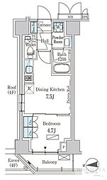 パークアクシス新宿西落合 1DKの間取図画像