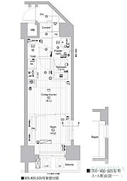 プレミアムキューブ亀戸 1DKの間取図画像