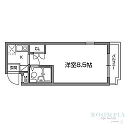 インペリアル高田馬場 1Kの間取図画像