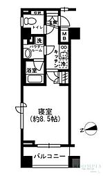レジディア四谷三丁目 ワンルームの間取図画像