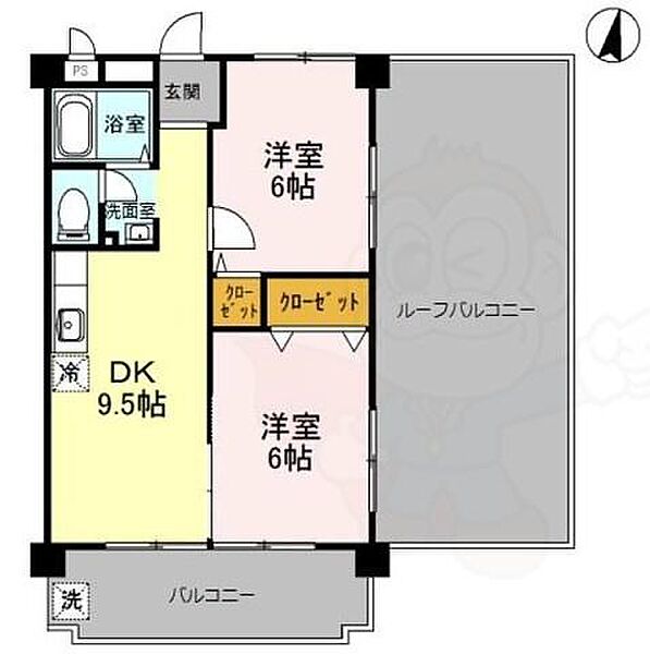 ハイツモリヤマ ｜大阪府豊中市寺内２丁目(賃貸マンション2DK・6階・43.74㎡)の写真 その2