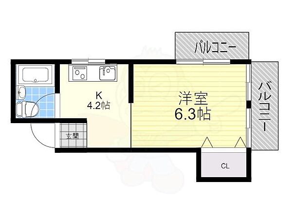 ラクラベル蛍池 ｜大阪府豊中市螢池中町１丁目(賃貸マンション1DK・2階・20.00㎡)の写真 その2