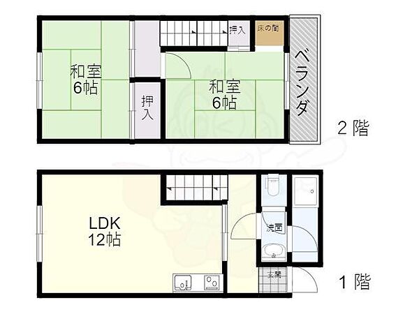 瀬川4丁目山本貸家 ｜大阪府箕面市瀬川４丁目(賃貸一戸建2LDK・1階・54.19㎡)の写真 その2