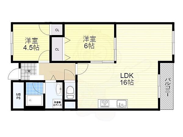 千里坂の木ハイツ ｜大阪府豊中市上新田２丁目(賃貸マンション2LDK・1階・55.35㎡)の写真 その2