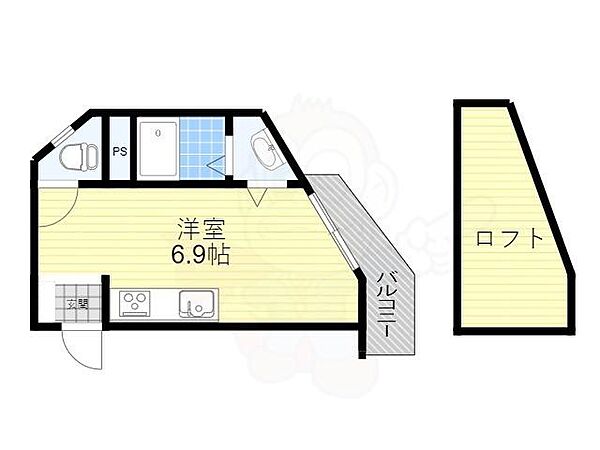 吉永ビル鼓が滝駅前 ｜兵庫県川西市多田桜木１丁目(賃貸マンション1R・2階・18.15㎡)の写真 その2