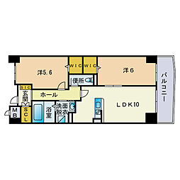 リオグランデ博多 2LDKの間取図画像