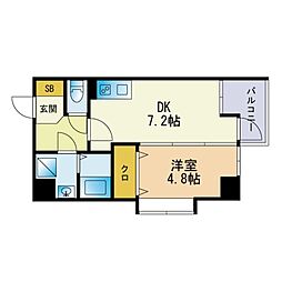 レキシントンスクエア駅東 1DKの間取図画像