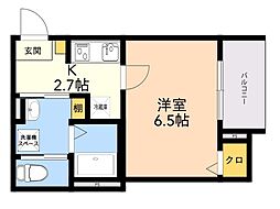 robot home井尻3 1Kの間取図画像