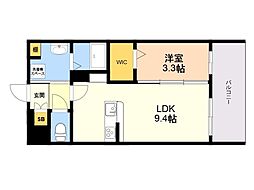 LIBTH竹下 1LDKの間取図画像