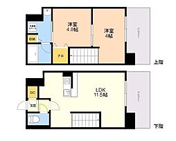 モダンパラッツォ博多駅南AXIA 2LDKの間取図画像