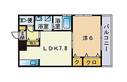 レジディア博多2 1LDKの間取図画像