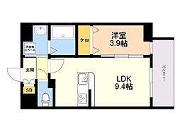 LIBTH博多駅南9 1LDKの間取図画像