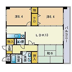 マンハイム板付 3LDKの間取図画像