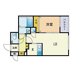 リアンレガーロ博多ステーション 1LDKの間取図画像