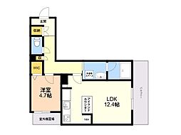 シャーメゾンマーレ竹下 1LDKの間取図画像