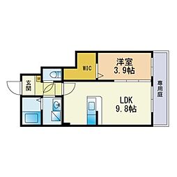 プリエアムール 1LDKの間取図画像
