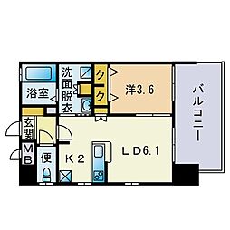 モントーレ博多クラシックコート 1LDKの間取図画像