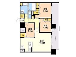 S-RESIDENCE博多駅東awesome 3LDKの間取図画像
